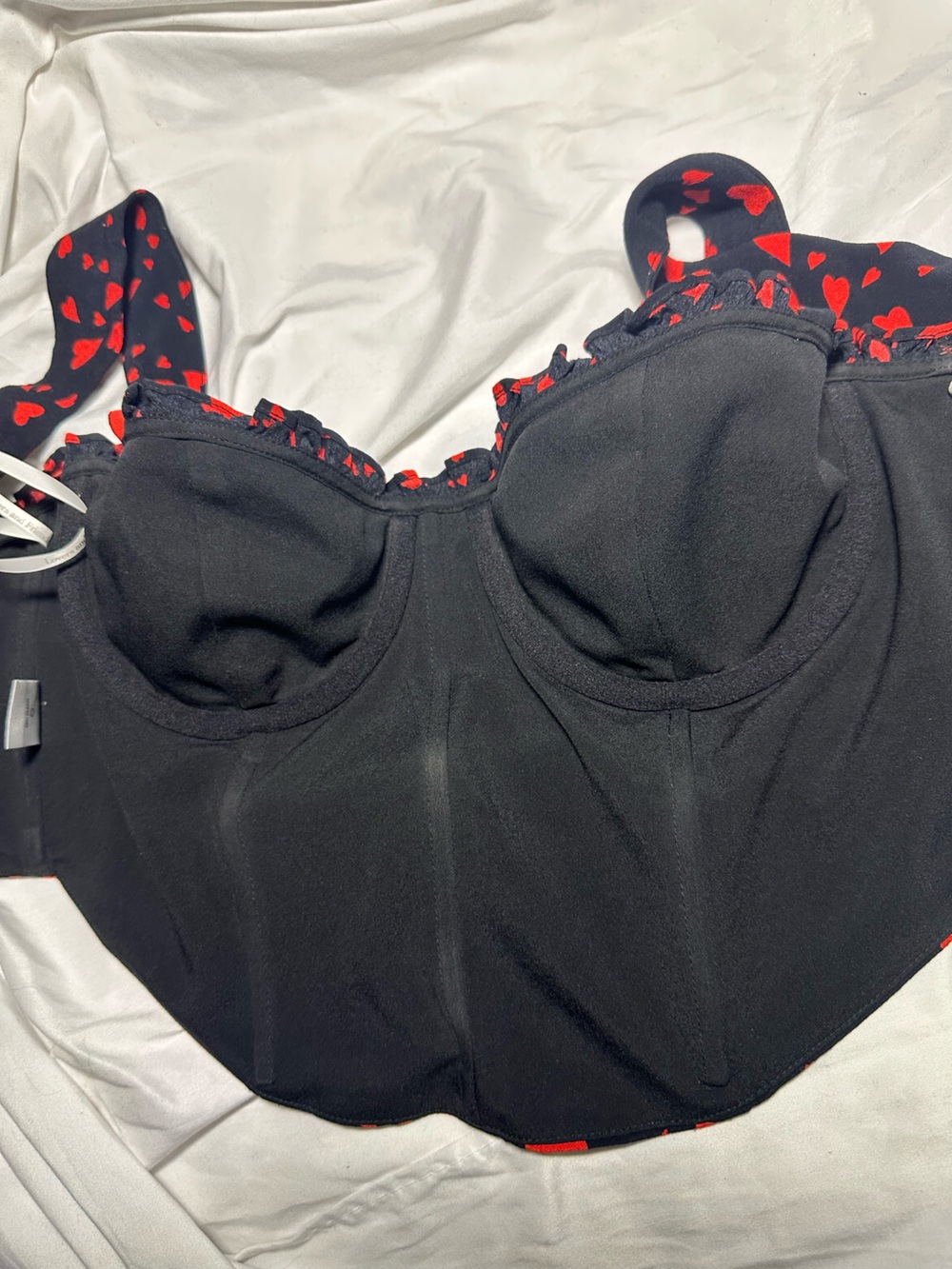 Htf Lovers + Friends Stacy Kimmy Heart Corset Bustier Crop Top Medium Black Red - Picture 6 of 17